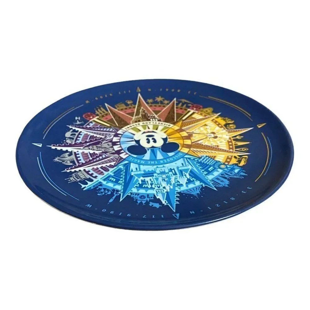 Disney Parks Disneyland Dessert Plate Mickey Compass Ferris Wheel California NEW